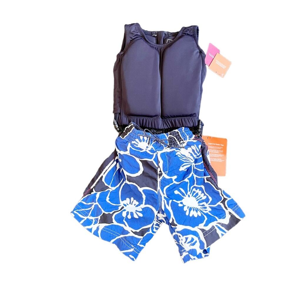 NWT Lands End Boys Floating Swimwear Suit with Trunks Size 3T